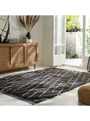 KADIMA DESIGN Eleganter SWALE Teppich mit Fransen - Schwarz-Weiß