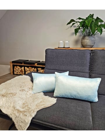 JACK 2er Set Teddy Flausch Kissenhülle Kissenbezug in Hellblau