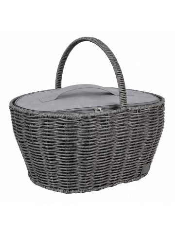 UNUS Einkaufskorb inkl. Kühltasche in Rattan-Optik Henkelkorb in Grau