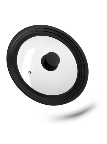 relaxdays 4x Topfdeckel in Schwarz - Ø22-26 cm