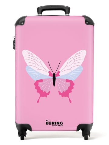 MuchoWow Suitcase, Koffer, Reisekoffer Schmetterling rosa weiß