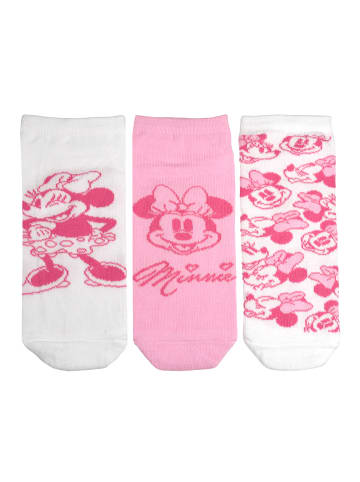 Disney 3er Pack Disney Minnie Mouse Socken Sneaker Strümpfe in weiss/rosa