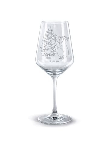 Mr. & Mrs. Panda Glas Rotwein Pinguin Weihnachtsbaum ohne Spruch in Transparent