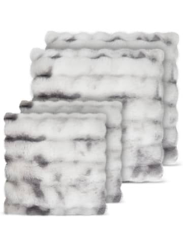 Aspero 4 Kissenbezüge aus Fellimitat 2x 45x45 cm, 2x 60x60 cm Milan in Hellgrau