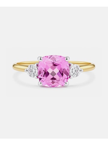 Diamant L'éternel Ring, mit synth. Saphir, 375 Gelbgold