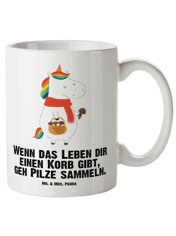 Mr. & Mrs. Panda Große Kaffeetasse Einhorn Pilz mit Spruch in Weiß
