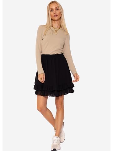 SASSYCLASSY Kurzer Volant-Rock mit floralem Print in schwarz