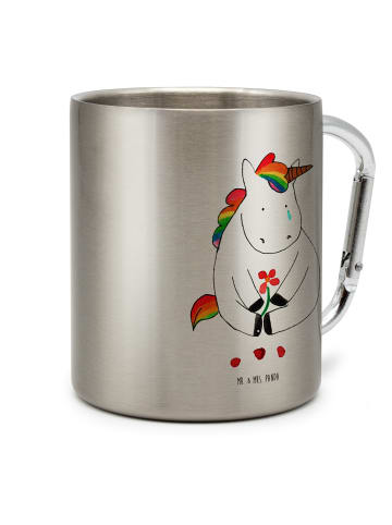 Mr. & Mrs. Panda Kaffeetasse Einhorn Traurig ohne Spruch in Silber