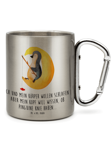 Mr. & Mrs. Panda Tasse Pinguin Mond mit Spruch in Silber