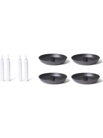 Novaliv 4X Kerzenhalter 15cm Metall Stabkerzenhalter SCHWARZ mit LED Premium S in Gold