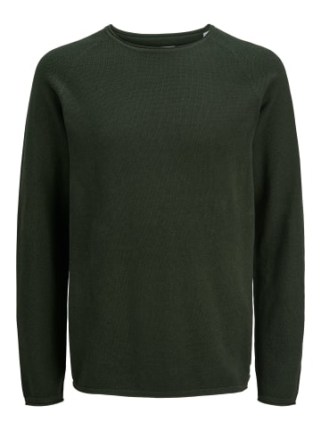 Jack & Jones Rundhals Strickpullover Langarm Sweater aus Baumwolle JJEHILL in Grün