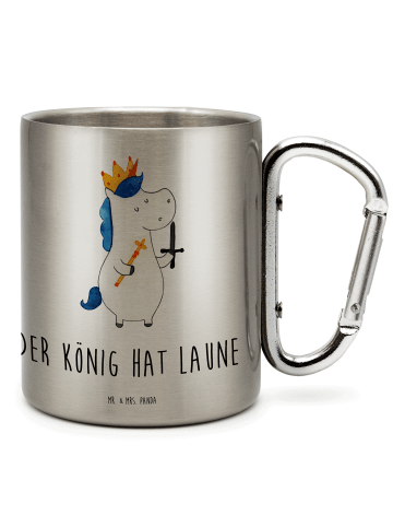 Mr. & Mrs. Panda Tasse Einhorn König mit Schwert mit Spruch in Silber