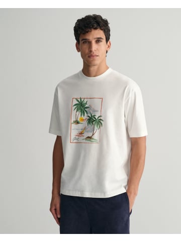 Gant Hawaiian Print T-Shirt in Weiß