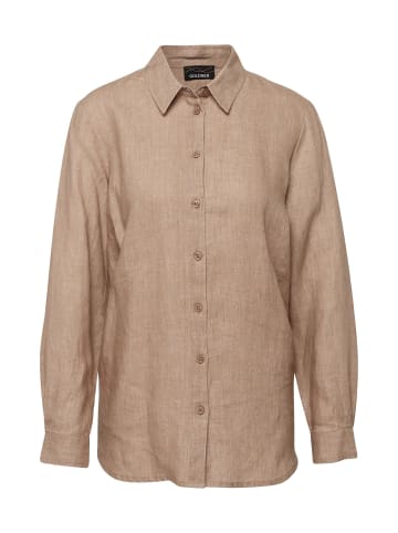 GOLDNER Kurzgröße:  Leinenbluse Bequeme Damen Businessbluse in macchiato / melange
