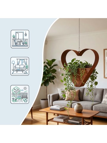 relaxdays Gartendeko "Herz" in Braun - (B)27 x (H)27 x (T)10 cm