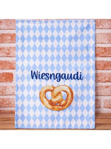 AltoBelli Geschirrtuch OKTOBERFEST Weiß Blau WIESNGAUDI mit Brezel