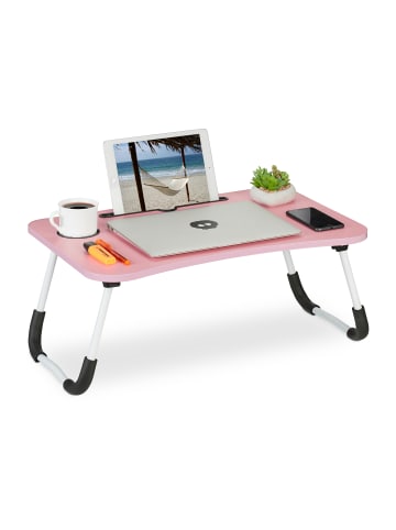 relaxdays Laptoptisch in Rosa/ Weiß - (B)63 x (H)26 x (T)40 cm