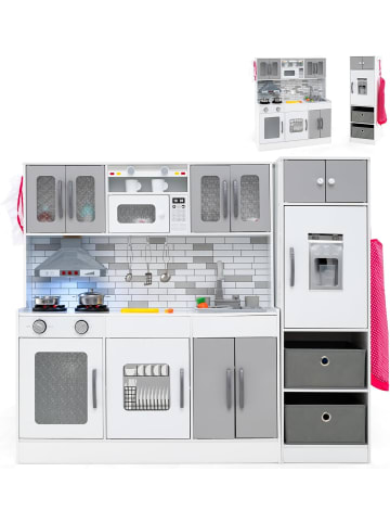 COSTWAY Kinderküche inkl. 22 Zubehörteilen in Grau