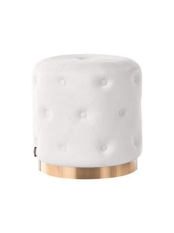 Pouf CARROLLTON in Weiß/Gold - (W) 40 x (H) 41 x (L) 40 cm