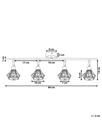 Beliani Wandleuchten ERMA in Schwarz - (W) 66 x (H) 18 x (L) 10 cm