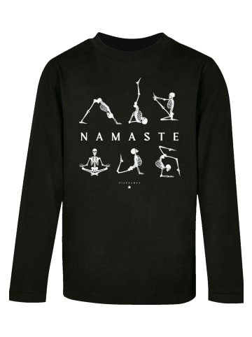 F4NT4STIC Longsleeve Shirt Namaste Yoga Skelett Halloween in schwarz