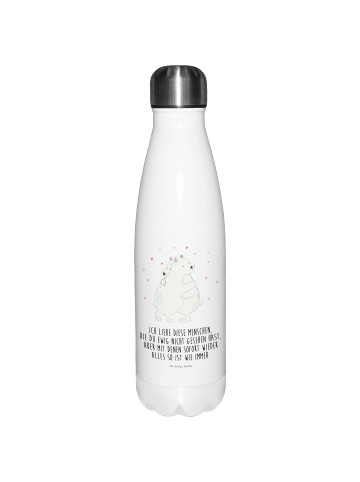 Mr. & Mrs. Panda Thermosflasche Eisbär Umarmen mit Spruch in Weiß