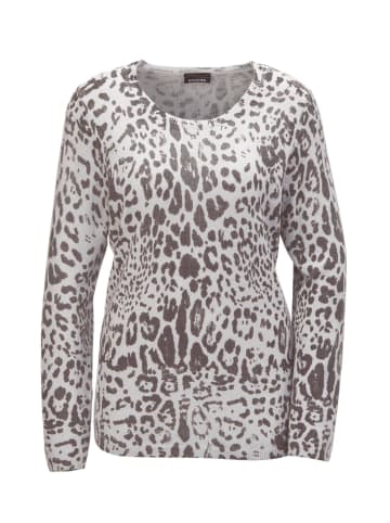 GOLDNER Feinstrickpullover Animal-Print in silbergrau / schwarz / gemustert