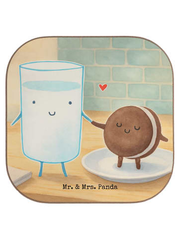 Mr. & Mrs. Panda Flaschenuntersetzer Milch Keks Design ohne Spruch in Weiß