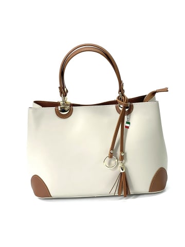 Florence Leder Handtasche, Umhängetasche Florence Tasche beige, tan ca. 32cm