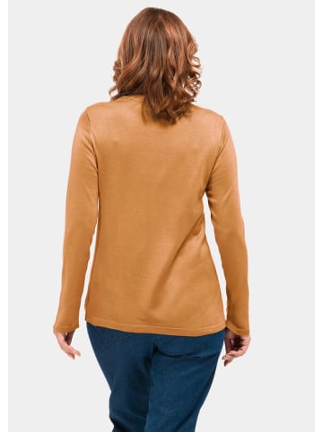 GOLDNER Kurzgröße:  Strickpullover mit Stehbundkragen in honig