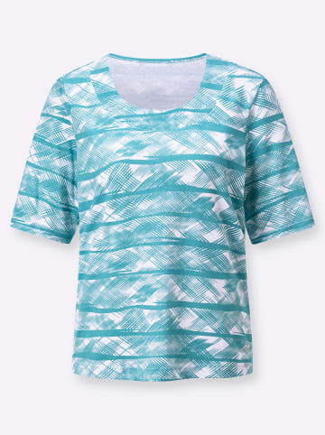 WITT WEIDEN Kurzarmshirt in ozean-weiß-bedruckt