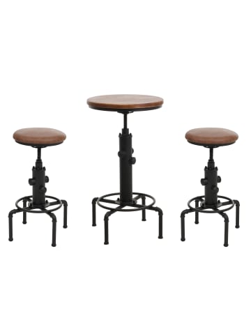 MCW Set Bartisch + 2x Barhocker N23, Braun