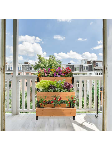 relaxdays Vertikalbeet in Orange/ Schwarz - (B)75 x (H)82 x (T)90 cm