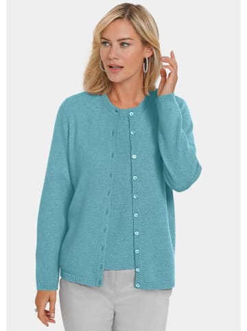 GOLDNER Kurzgröße:  Kaschmirstrickjacke mit Rundhalsausschnitt Kaschmirstrickjacke mit Rundhals in aqua