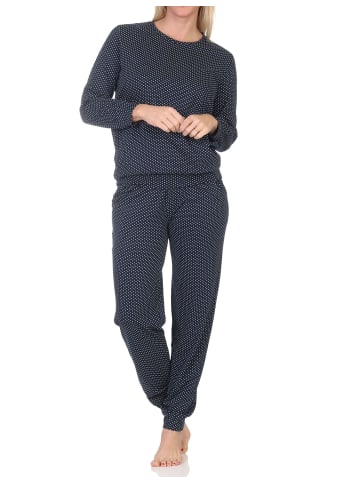 NORMANN Langarm Schlafanzug Pyjama Bündchen Tupfen Optik - 87026 in Allover