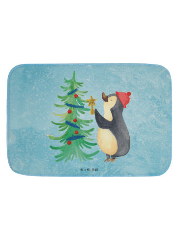 Mr. & Mrs. Panda Badezimmerteppich Pinguin Weihnachtsbaum ohne S... in Eisblau