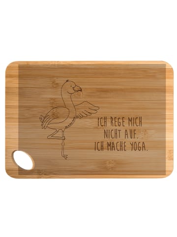 Mr. & Mrs. Panda Bambus - Schneidebrett Flamingo Yoga mit Spruch in Braun