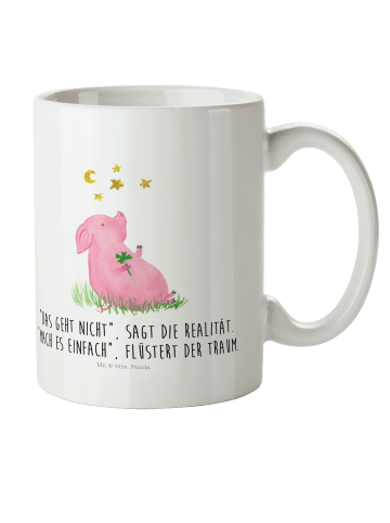 Mr. & Mrs. Panda Plastikbecher Schwein Glück mit Spruch in Weiß