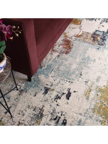 KADIMA DESIGN Teppich Kurzflor, Aquarell Design, Bunt - Senfgelb, Blau, Burgund