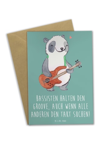 Mr. & Mrs. Panda Glückwunschkarte Bassgitarre Groove mit Spruch in Meeresbrise