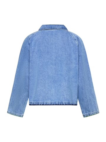 AMBER & JUNE Jeansjacke mit aufgesetzten Taschen in Middle Blue Melange