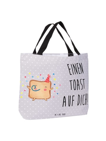 Mr. & Mrs. Panda Strandtasche Toast Party mit Spruch in Grau Pastell