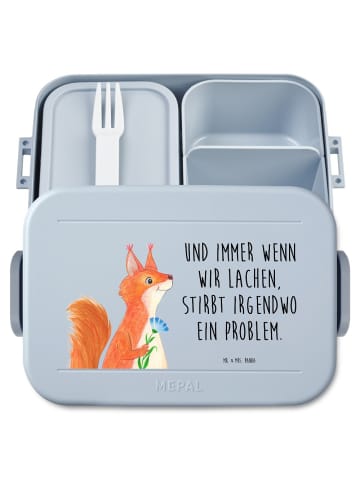 Mr. & Mrs. Panda MEPAL Bentobox Eichhörnchen Blume Motiv mit Spruch in Blau Pastell