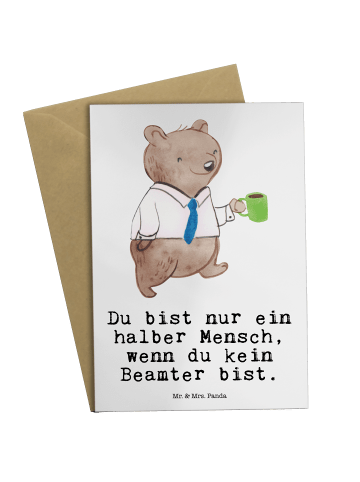 Mr. & Mrs. Panda Klappkarte Beamter Herz mit Spruch in Weiß
