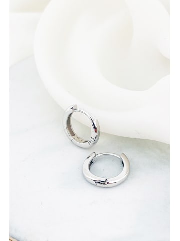 Hey Happiness Creolen Klein 925 Sterlingsilber in Silber - (D) 0,8 cm