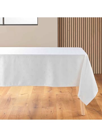Douceur d’Intérieur Jacquard-Tischdecke mit silberner Verzierung, YARN in Weiß, 140 x 250 cm