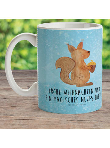 Mr. & Mrs. Panda Tasse Eichhörnchen Weihnachtszeit mit Spruch in Eisblau
