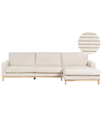 Beliani Ecksofa SIGGARD in Beige/Braun - (W) 293 x (H) 92 x (L) 168 cm linksseitig