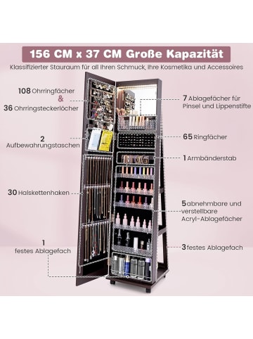 COSTWAY Schmuckschrank LED mit Rollen in Andere