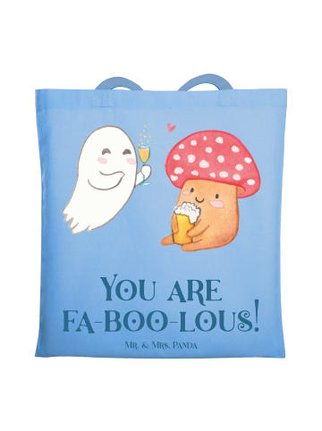 Mr. & Mrs. Panda Shopping Tasche Halloween Zauber mit Spruch in Sky Blue